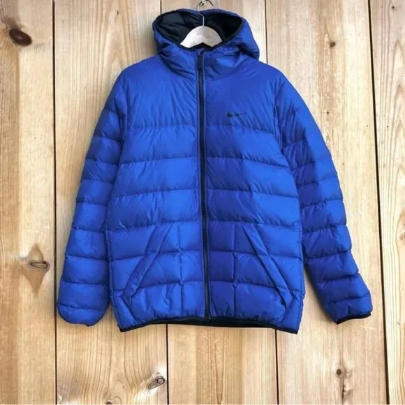 Nike Alliance 550 LTPR Blue Puffer Jacket Hood Blue Sz Medium